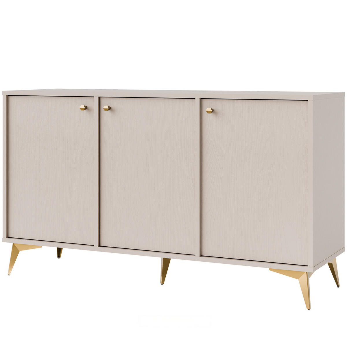 KOMMODE FLOREN, Creme/Gold - Creme, Holzwerkstoff/Metall (124.5/72.4/40.8cm) - KONSIMO®