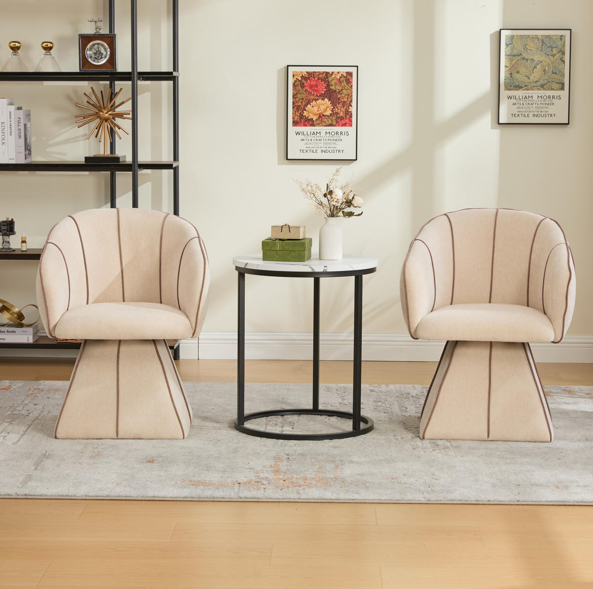 SESSEL 56/54/74,5 cm camel aus Chenille mit 360°-Drehfunktion - Beige, Textil (54/74.5/56cm) - OKWISH