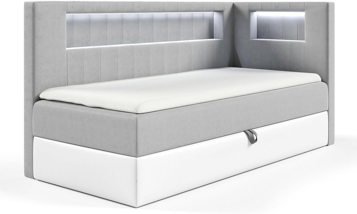 KINDERBETT GARETH 3 - Weiß/Grau, Holzwerkstoff (103/212cm) - Meblini