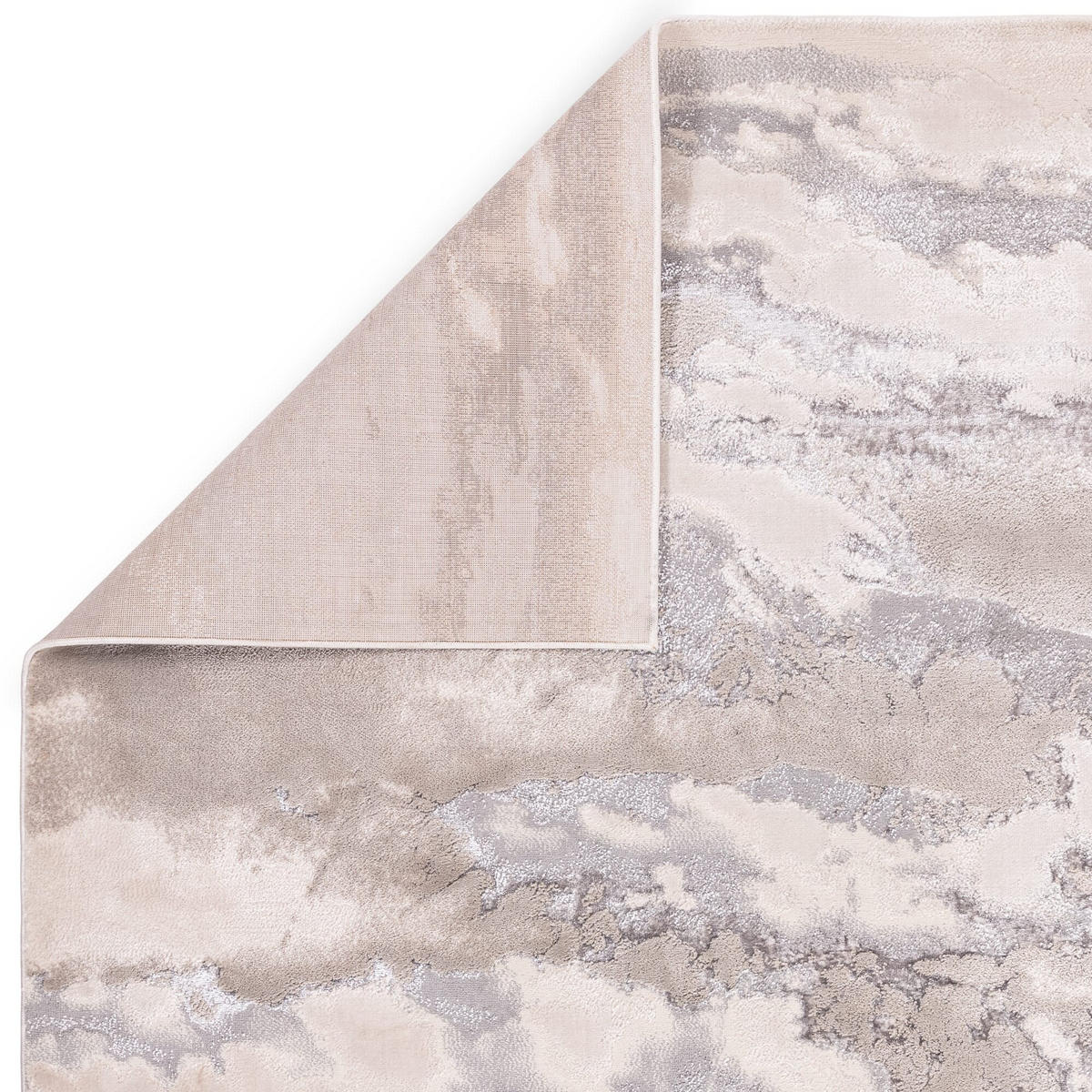TEPPICH Polyester flachflor abstrakt hochglanz Como-Lecco, Silbergrau 200x290 cm - Silberfarben, Textil (200/290cm) - KADIMA DESIGN