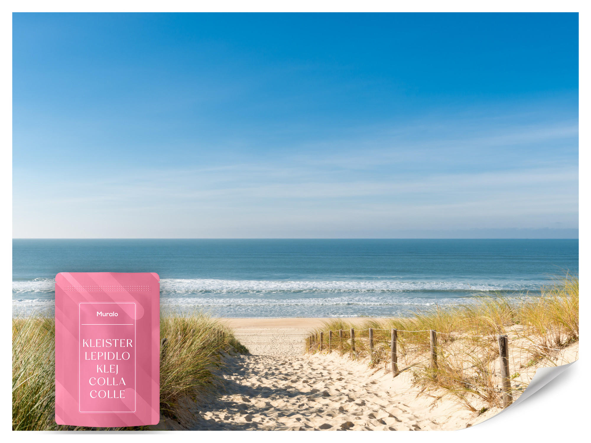 FOTOTAPETE Strand Meer Landschaft 3D 250x175 - Blau/Beige, Papier (250/175cm) - Muralo