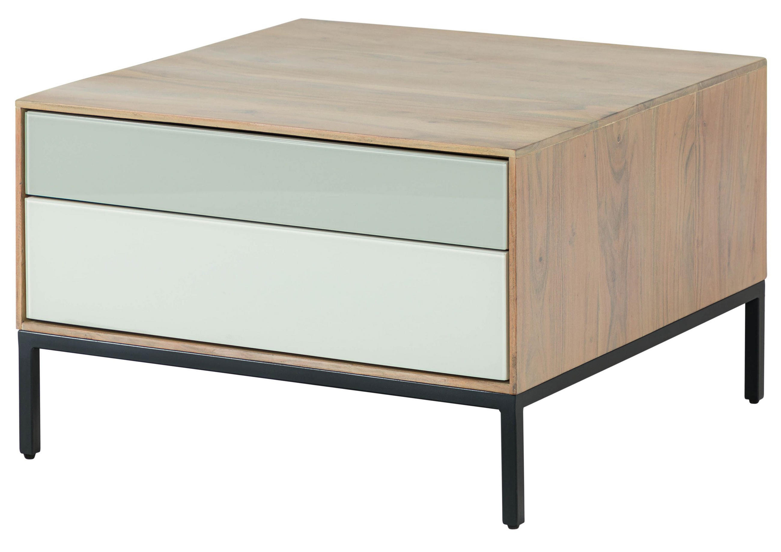 COUCHTISCH Akazie 67x67x43 grau-weiß geölt CHICAGO #13 - Braun, Holz (67/67/43cm) - Massivmoebel24
