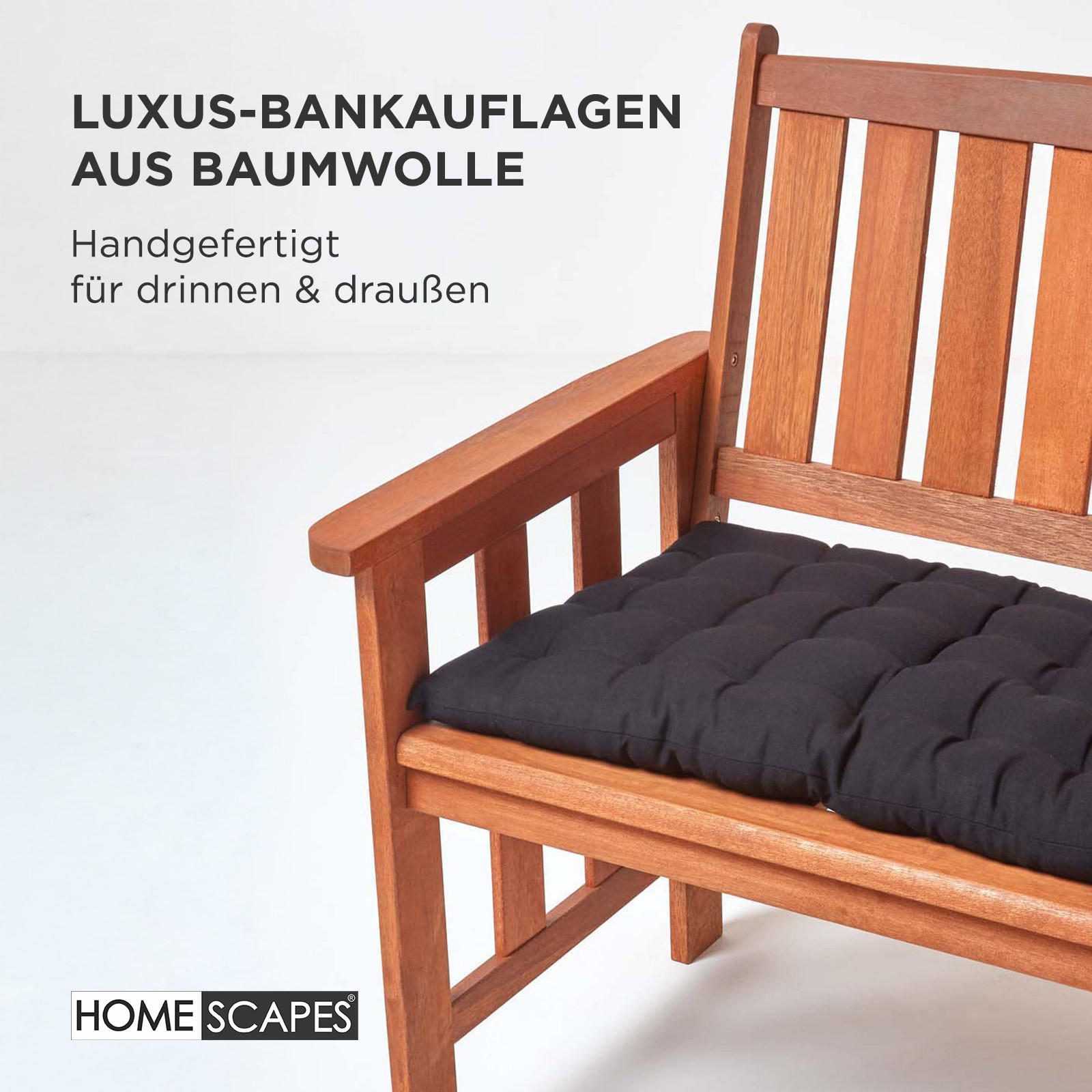 BANKAUFLAGE 3-Sitzer schwarz 143/48/5 cm - Schwarz, Textil (143/48/5cm) - Homescapes