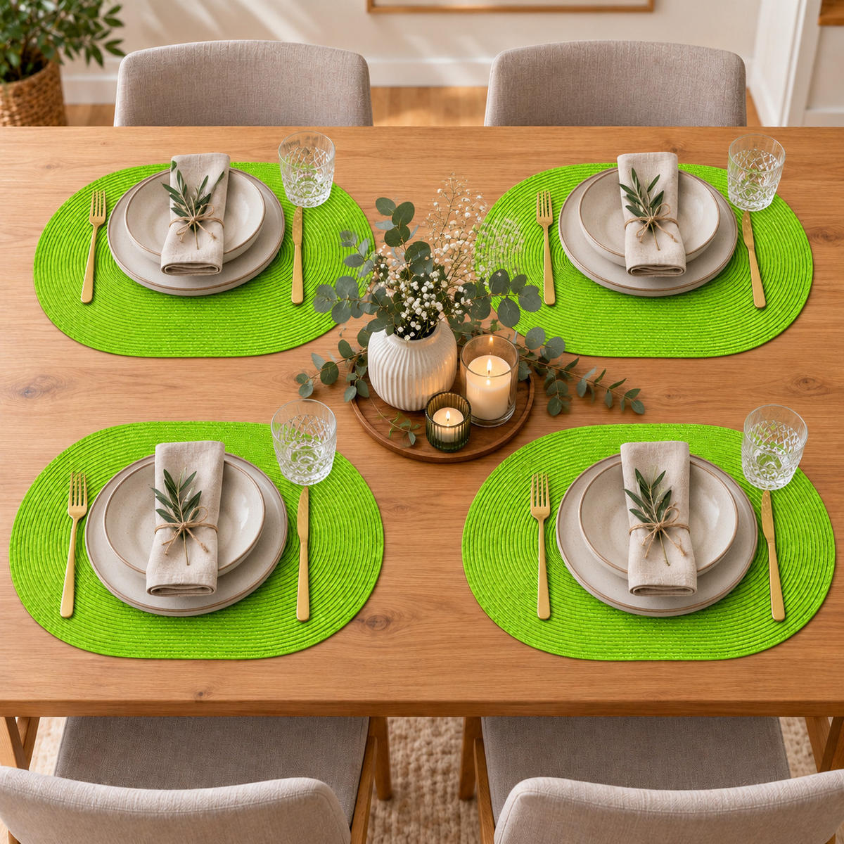PLATZSET 4er Set Polypro Anis 45/30 cm - Limette, Kunststoff (30/45cm) - TiborTex