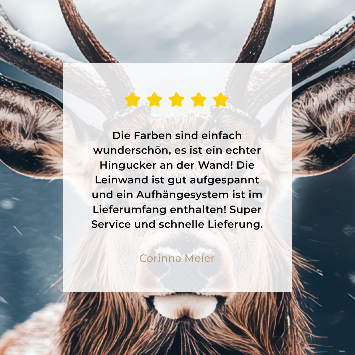 LEINWANDBILD Hirsche - Tiere - Landschaft - Winter - Schnee 60x90 cm - Kastanienfarben, Textil (60/90cm) - MuchoWow