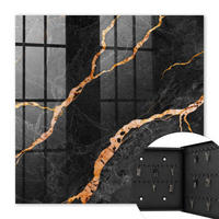 SCHLÜSSELBOX Schwarz 30x30 cm- Türöffnung nach rechts - Schwarzer und orangefarbener Stein - Schwarz, Metall (30/30/5cm) - TULUP