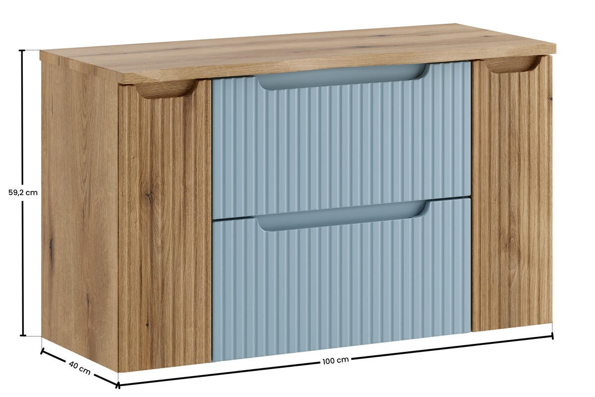 WASCHBECKENUNTERSCHRANK 100 cm 4 Teile - Nova Denim N BM379 in Denim - Dunkelblau/Eiche Artisan, Holz (100/57/40cm)