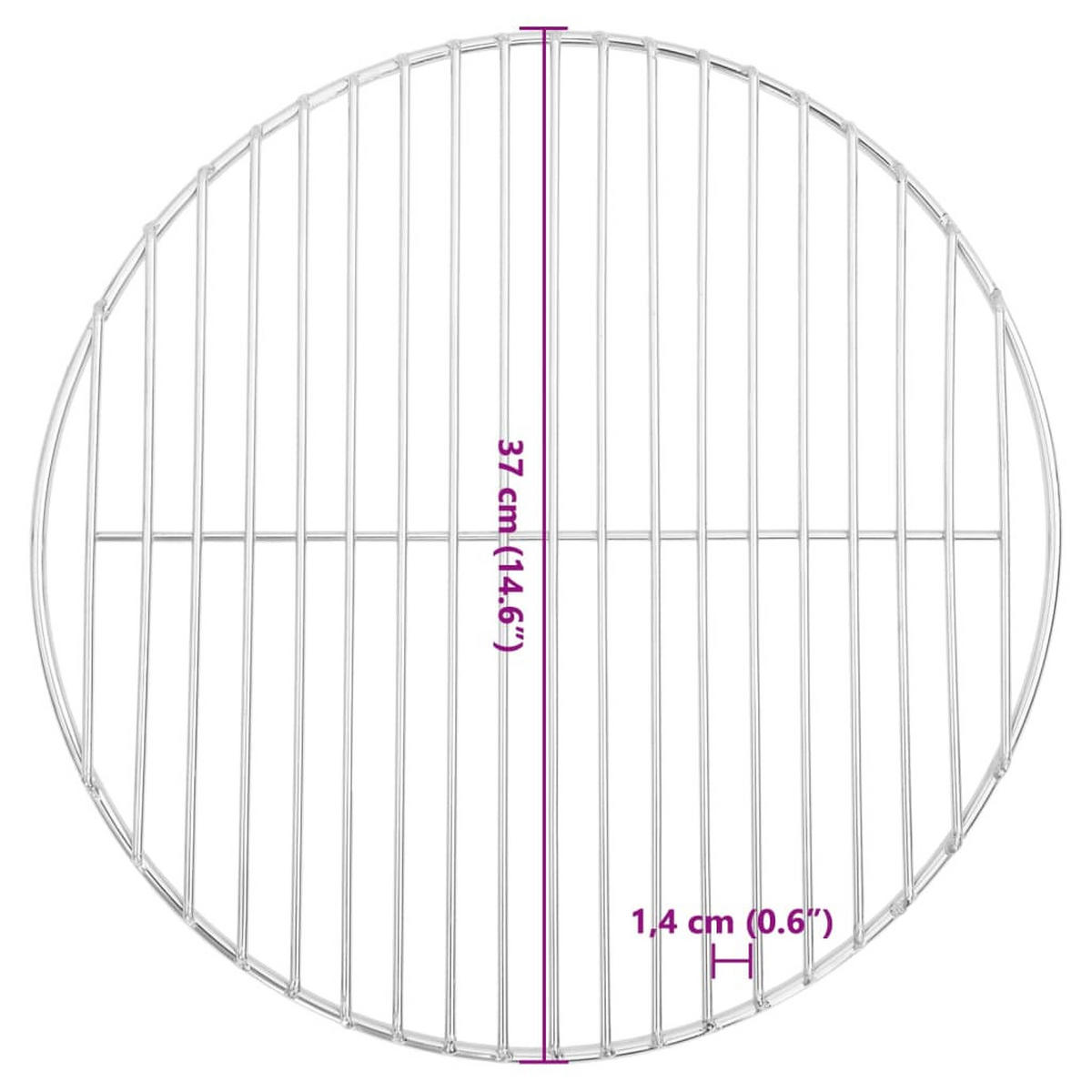 GRILLROST Rund Ø37 Cm 304 Edelstahl - Silberfarben, Metall (37/37cm) - vidaXL
