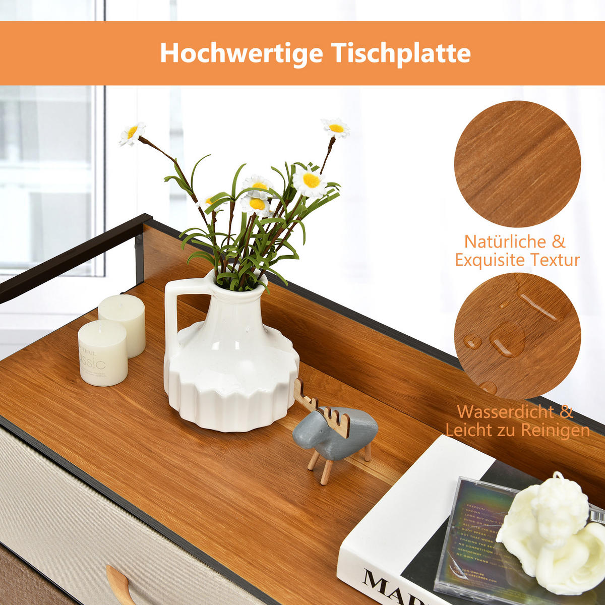 KOMMODE mit 7 Schubladen Braun - Braun, Holz (29/79/80cm) - COSTWAY
