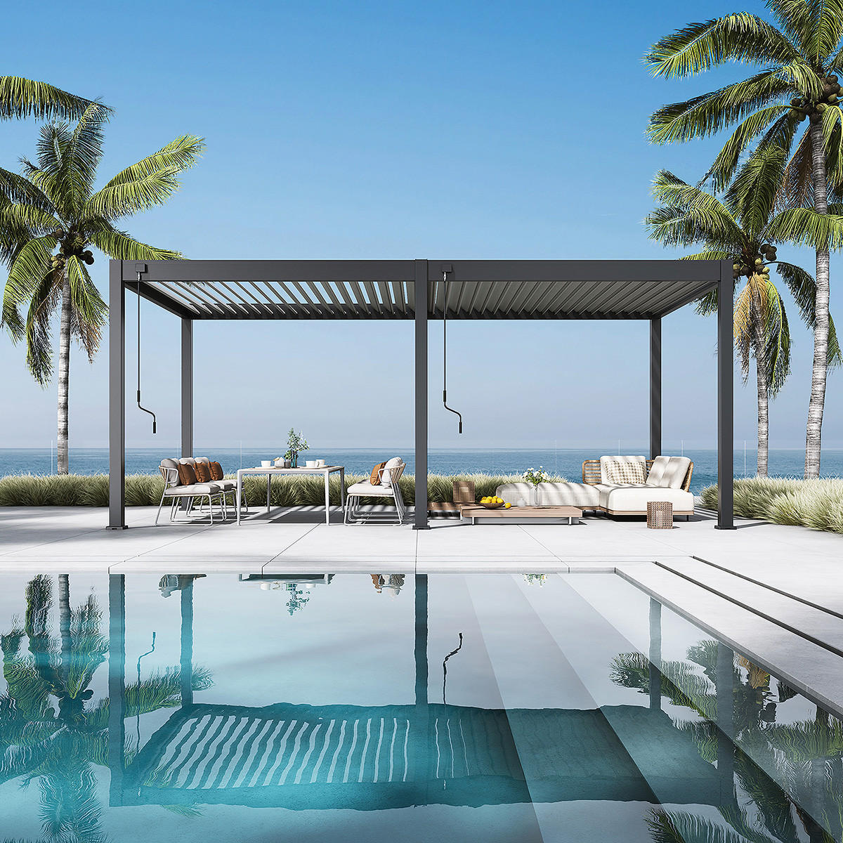 PERGOLA Deluxe Pavillon Terrassenüberdachung Aluminium 3 x 6 m anthrazit - Anthrazit, Metall (300/255/600cm) - WEIDE