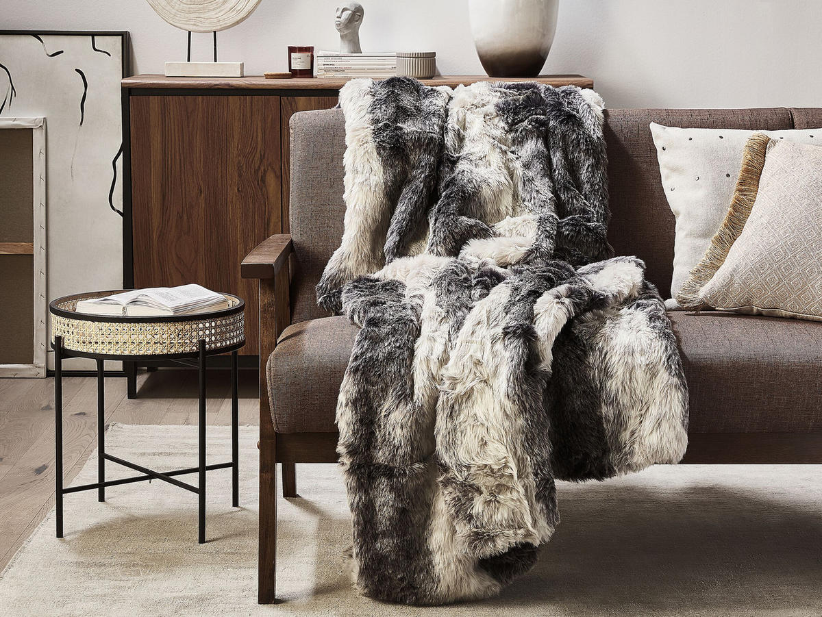 DECKE Grau Taza 180/220 cm - Grau, Textil (180/220cm) - Beliani