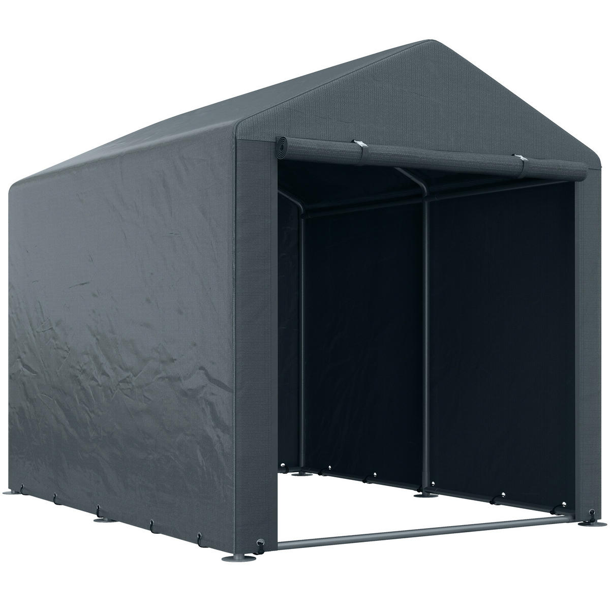 GARAGENZELT mit UV-Schutz, für Gartengeräte, Motorrad, Dunkelgrau - Dunkelgrau, Kunststoff/Metall (218/172/160cm) - Outsunny