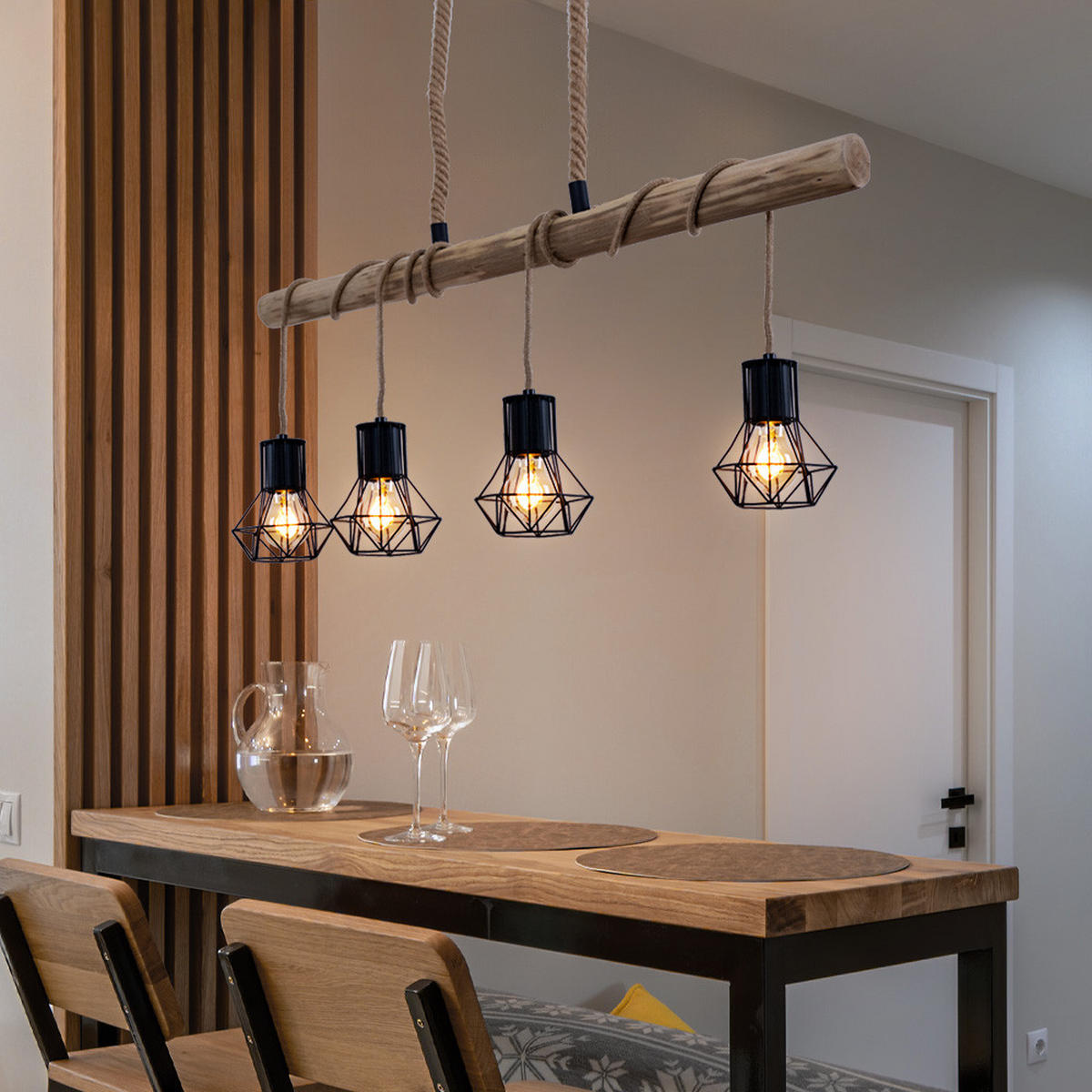 LED HÄNGELEUCHTE Holz Braun Höhenverstellbar - Braun, Holz (100/13.3/120cm) - Globo Lighting