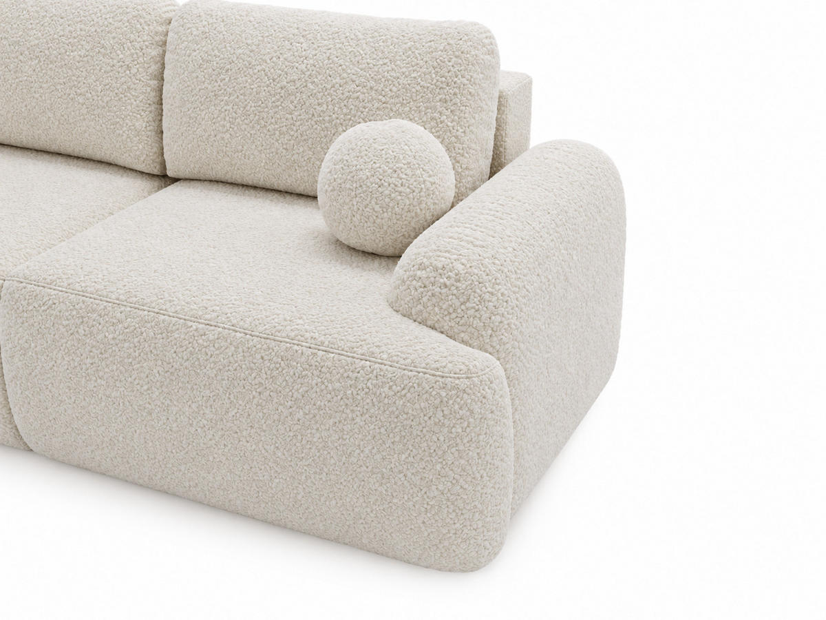 SOFA 260/106/81 Aurio Bouclé-Stoff Creme - Creme, Kunststoff/Textil (260/81/106cm) - Graingold