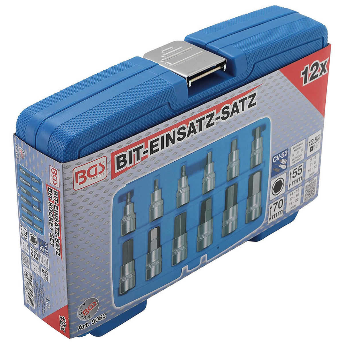 BIT-EINSATZ-SATZ, 1/2", Innensechskant, 12-teilig, 5-22 mm - Multicolor, Kunststoff (270/190/190cm) - BGS technic