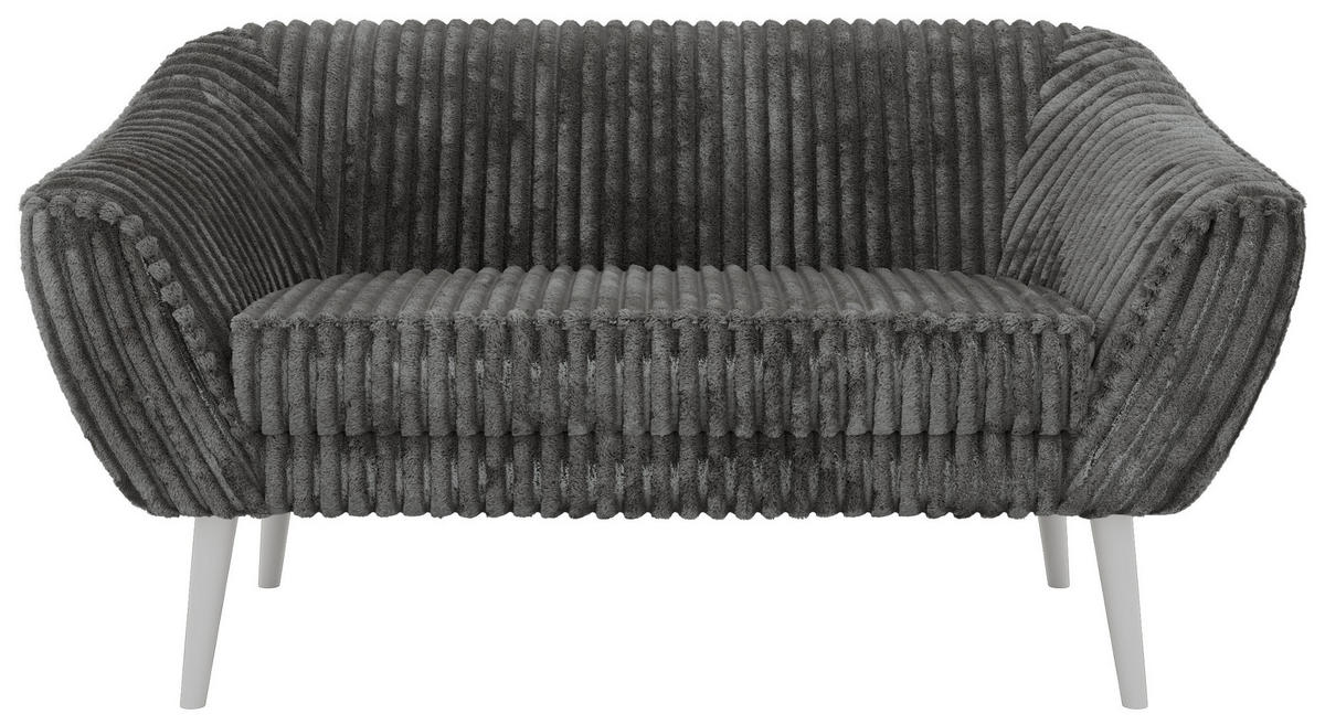 2-SITZER-SOFA PIRS - Grau Cord - Weiße Beine - Weiß/Grau, Holzwerkstoff/Textil (140/75/74cm) - MKS