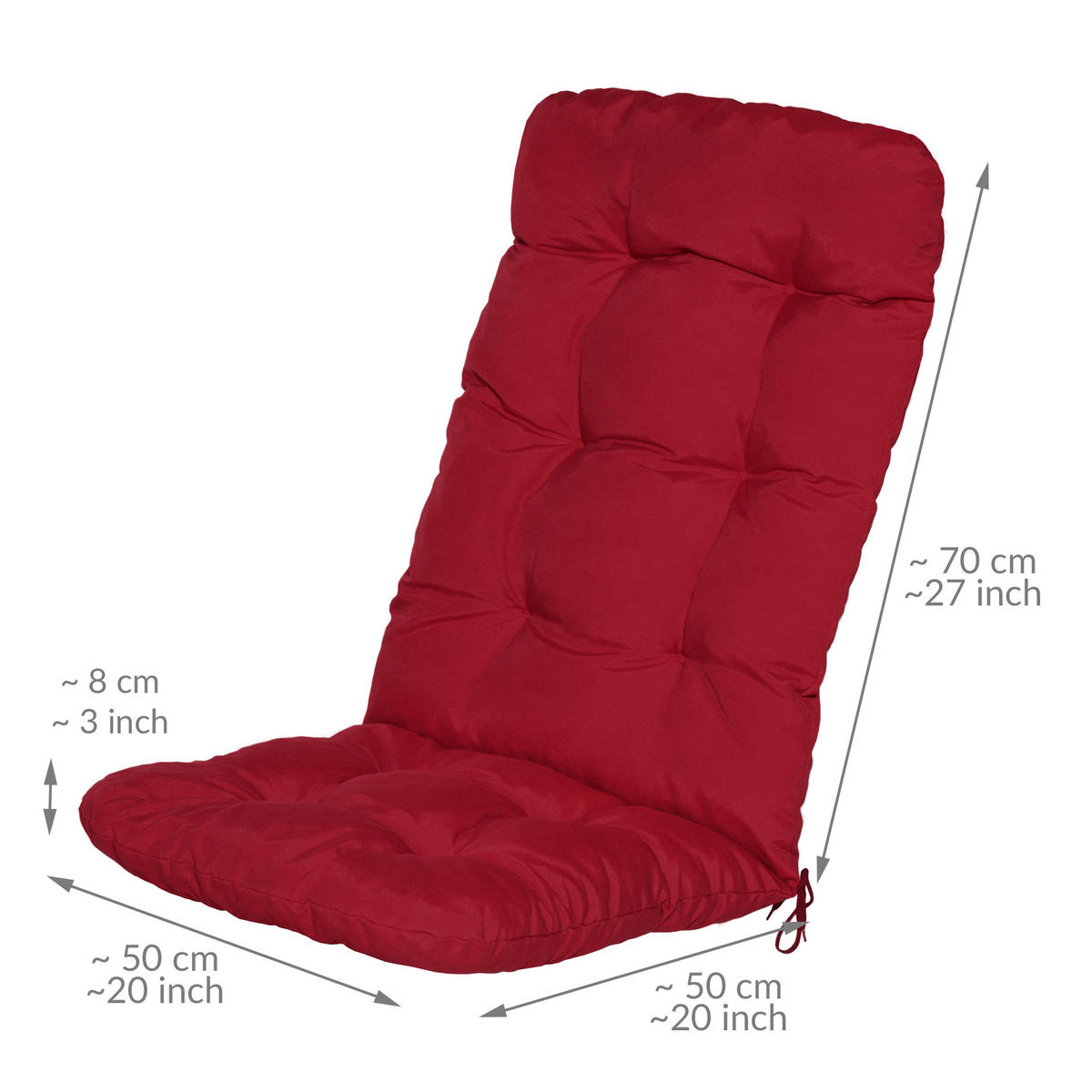 HOCHLEHNERAUFLAGE Flair HL 120/50/8cm Rot (2tlg) - Rot, Textil (50/8/120cm) - Beautissu 