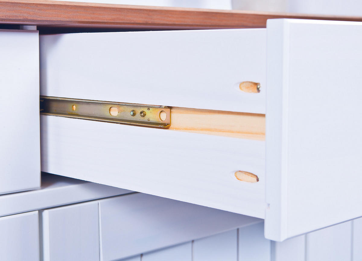 BUFFET weiß - Weiß, Holzwerkstoff (131/205/45cm) - ebuy24