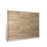 SCHWEBETÜRENSCHRANK 200/250/62 3-türig - Silberfarben/Weiß, Holz/Kunststoff (250/200/62cm) - Abiks Möbel