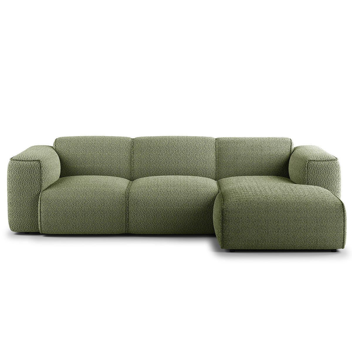 3-SITZER ECKSOFA mit Longchair - Schwarz/Grün, Kunststoff/Textil (251/173cm) - home24