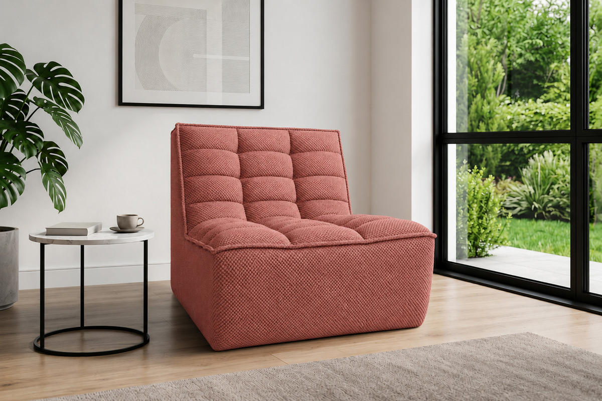 KŘESLO, lounge křeslo, plyšová tkanina Pop, Růžová, LAZY - růžová, dřevo (80/76/93cm) - Kaiser Möbel