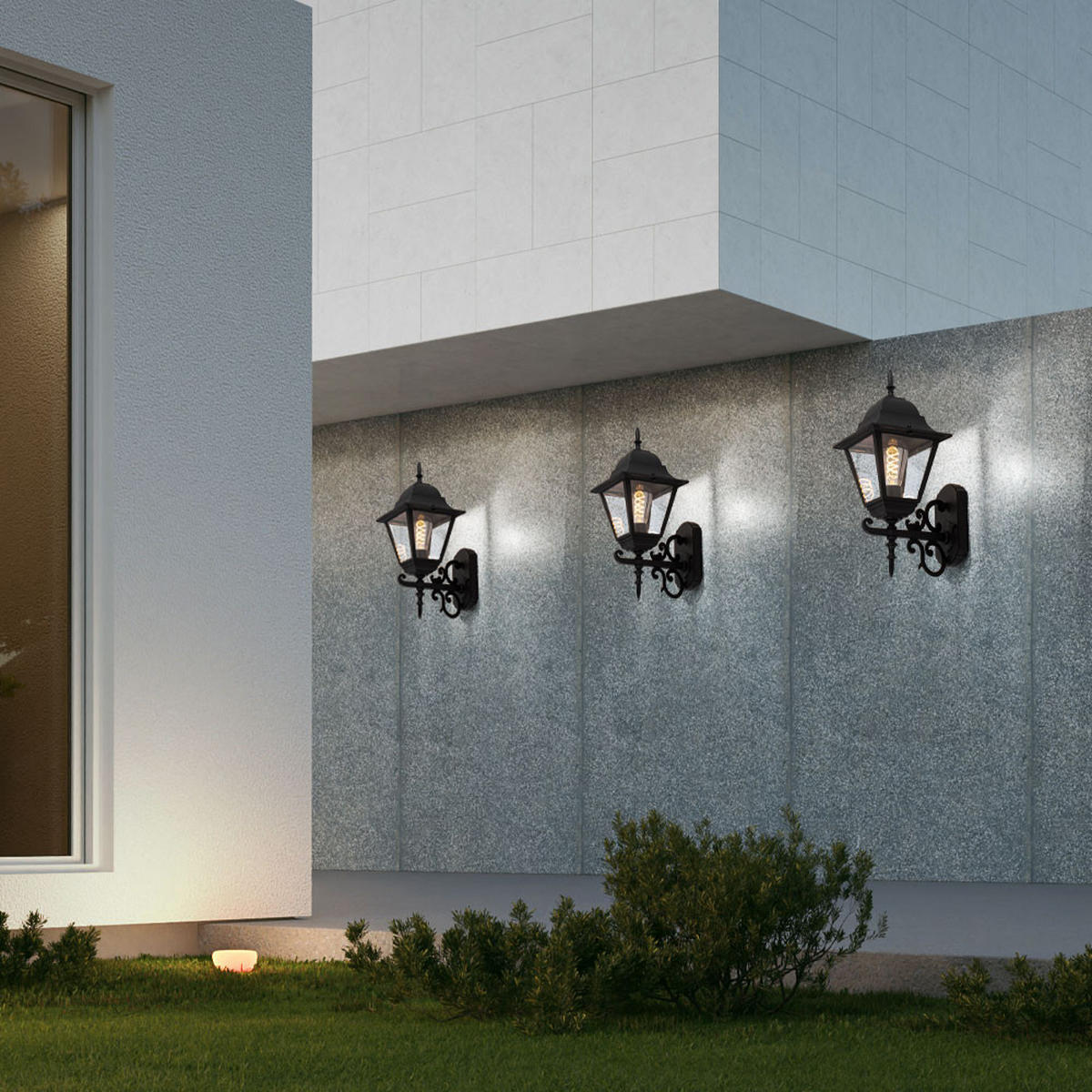 WANDLEUCHTE Aluminium Schwarz Glas Klar - Schwarz, Glas (22.5/14.8/40cm)