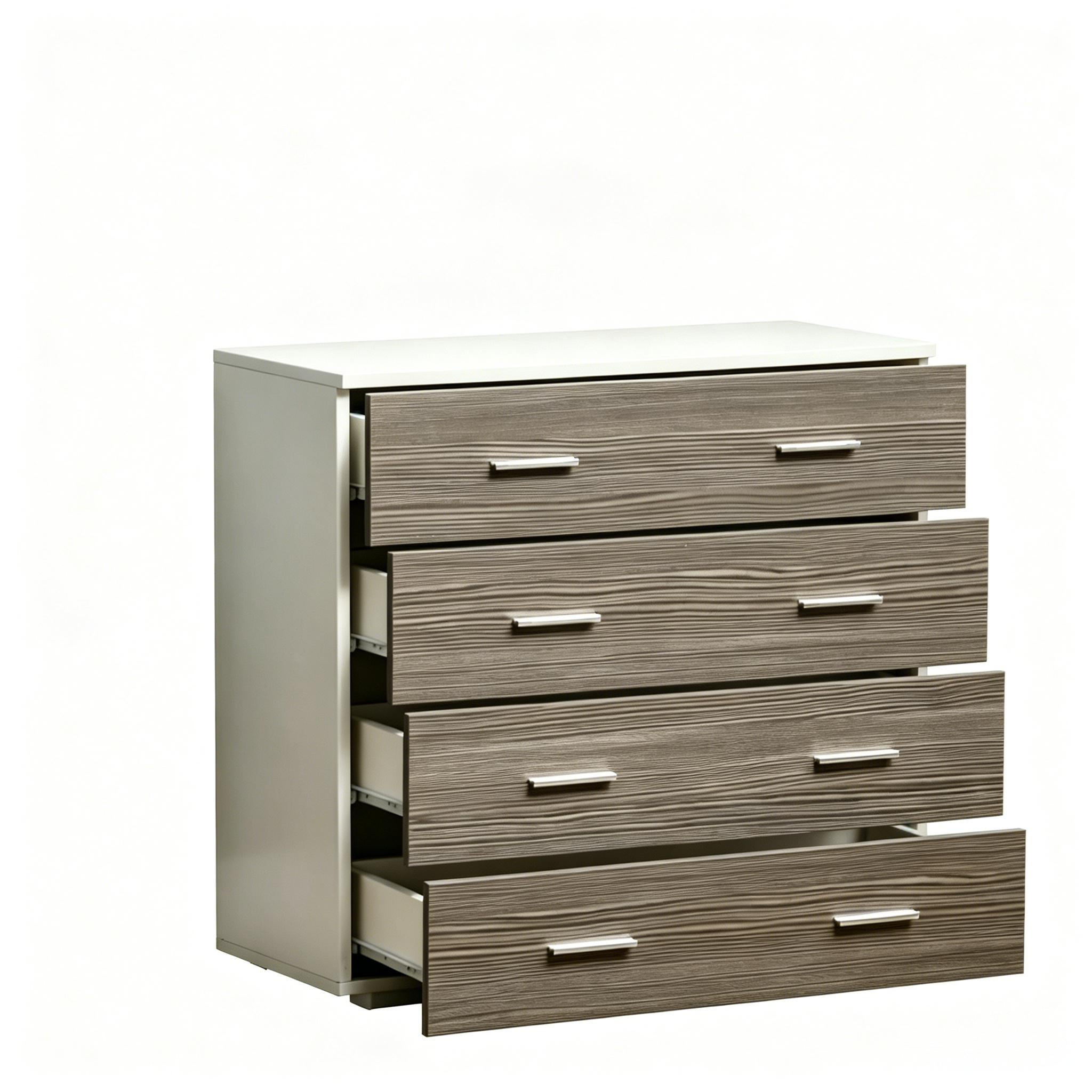 KOMMODE DE-38081 76/35/72 cm mit 4 Schubladen Weiß/Grau - Grau, Holzwerkstoff (76/72/35cm) - ComfortXL