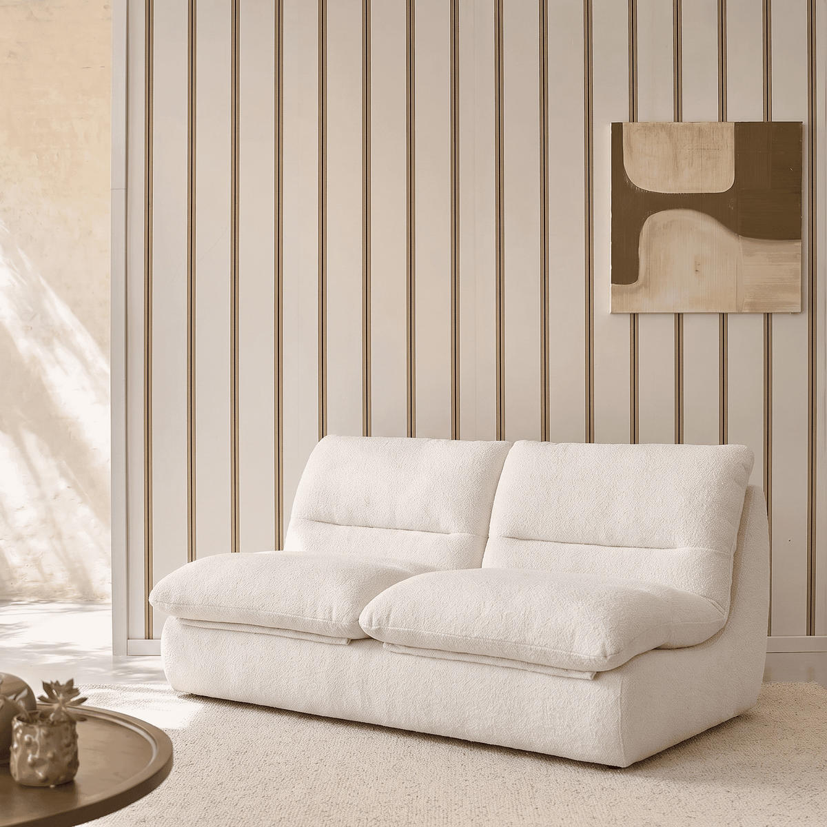 SOFA Nuvia Doppel 2-Sitzer - Weiß - Weiß, Textil (160/73/100cm) - COCO Living