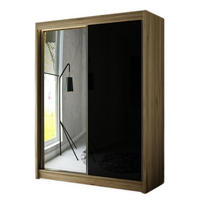 SCHRANK Schwarz VELIS Mit Spiegel 120 cm 120x61x215 cm - Transparent/Eichefarben, Holzwerkstoff (120/215/61cm) - Sepro Meble