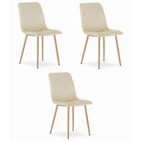 ESSZIMMERSTUHL 3-er Set JEWA hellbeige Sitzfläche, Beine in Holzfarbe - Hellbraun/Eichefarben, Textil (43/90/51cm) - Valora