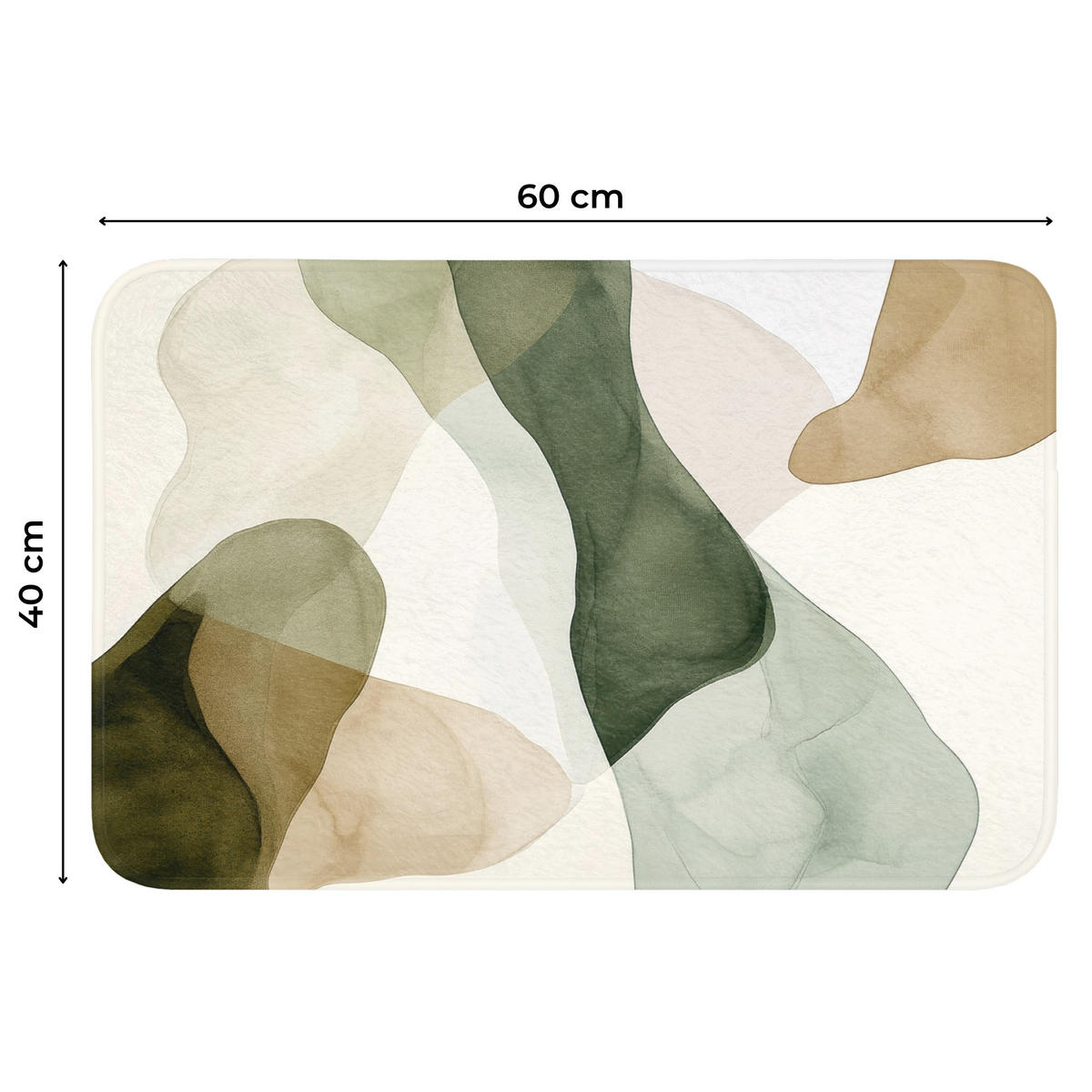 WC-VORLEGER Japandi - Abstrakt - Grün Toilettenvorleger 60x40 cm - Grün, Kunststoff/Textil (60/1cm) - OnlyWow