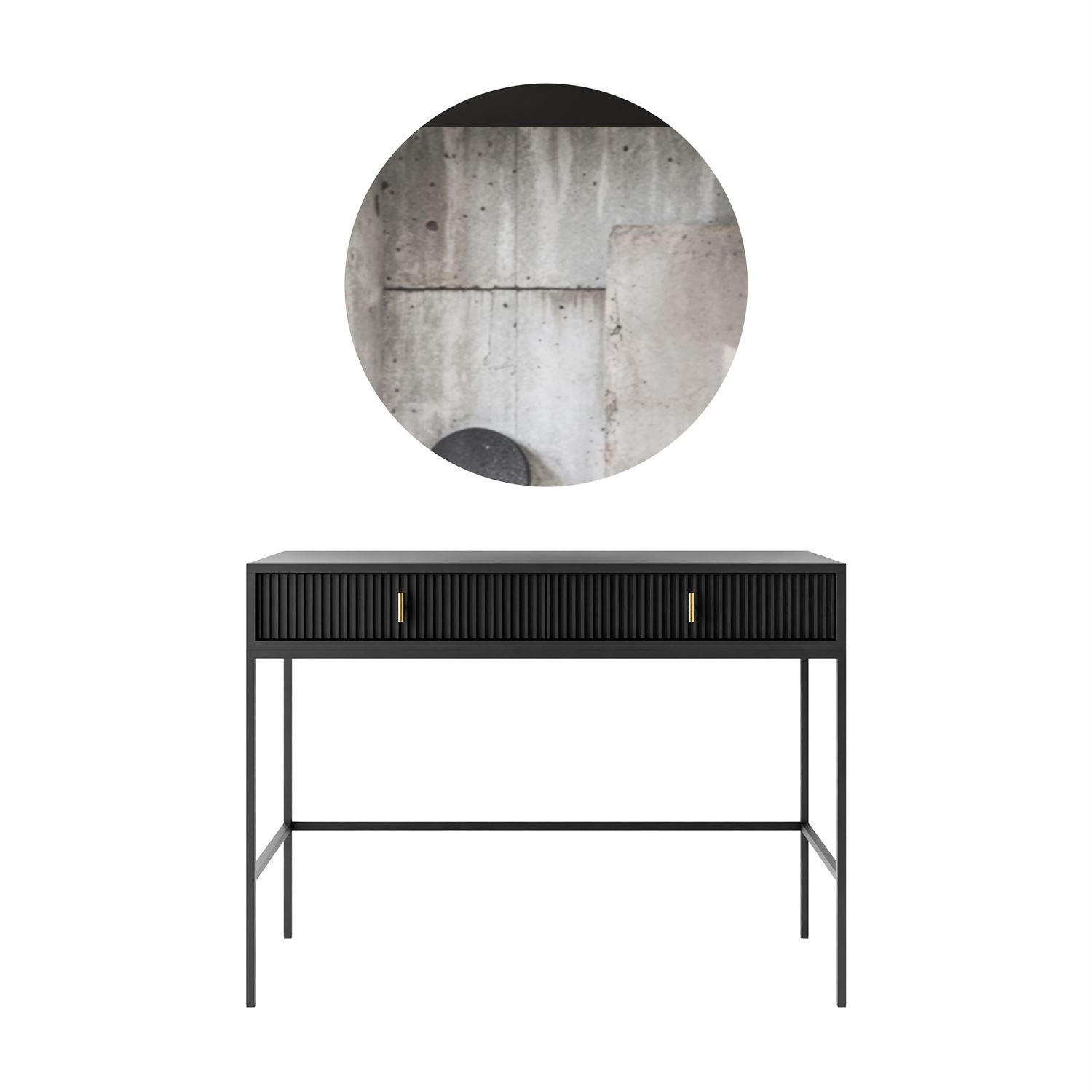 FRISIERTISCH MIDNIGHT auf Gestell mit Spiegel und LED-Beleuchtung schwarz - Schwarz, Holzwerkstoff (104/77/50cm) - Lookway