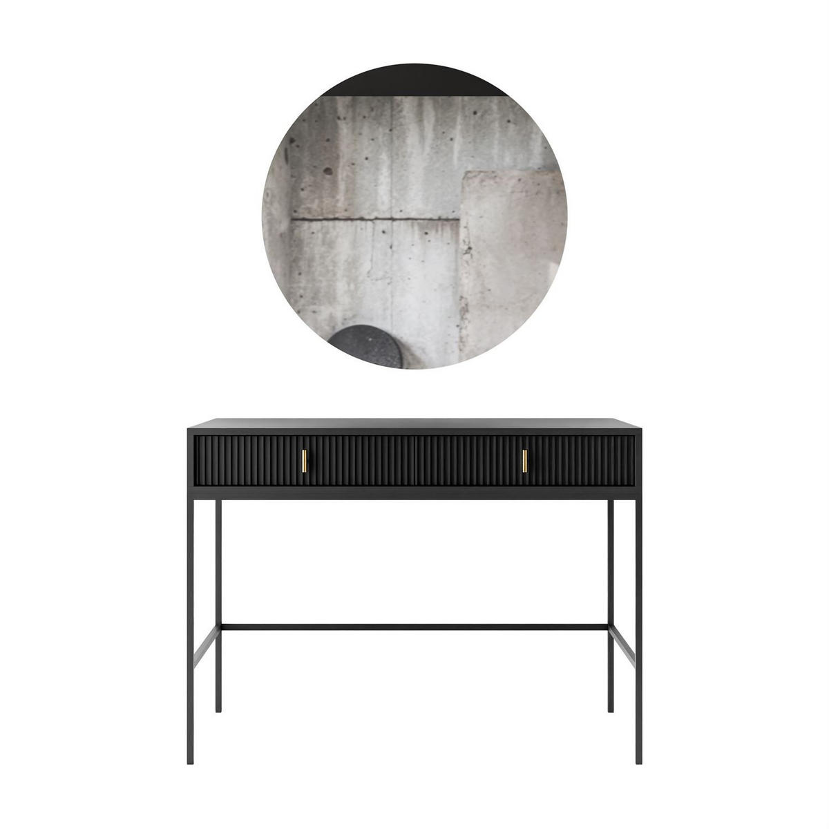 FRISIERTISCH MIDNIGHT auf Gestell mit Spiegel und LED-Beleuchtung schwarz - Schwarz, Holzwerkstoff (104/77/50cm) - Lookway