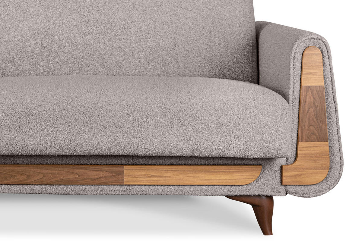 3-SITZER-SCHLAFSOFA GUSTAVO mit Armlehnen, grau - Braun/Grau, Holz/Holzwerkstoff (230/98/98cm) - KONSIMO®