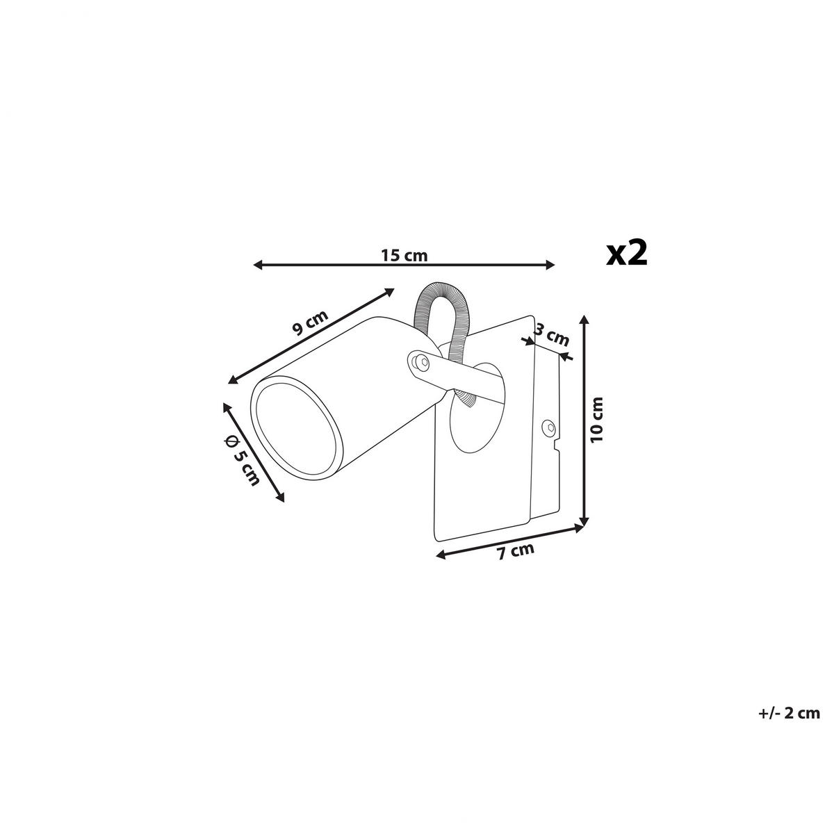 WANDLEUCHTE 2er-Set Klip 7/10/15 cm - Messingfarben, Metall (10/15/7cm) - Beliani