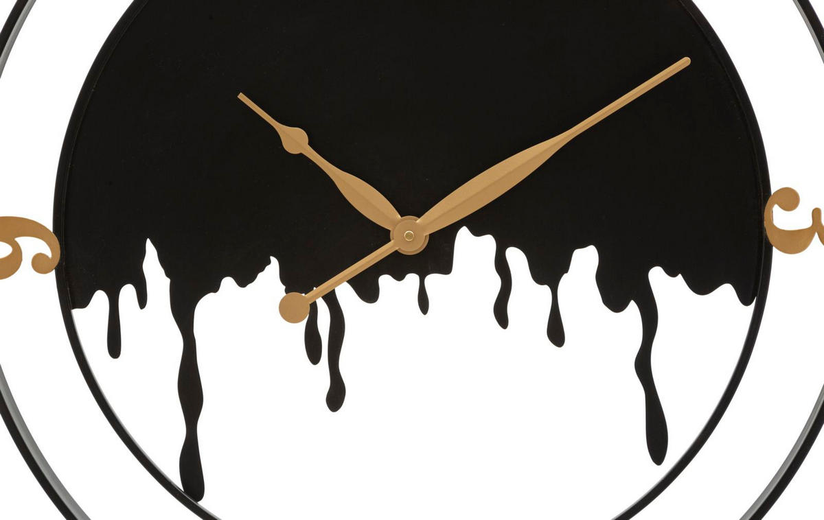 WANDUHR Splash, schwarz und goldfarben, Eisen, 66 x 4 x 66 cm - Goldfarben/Schwarz, Metall (66/66/4cm) - Mauro Ferretti