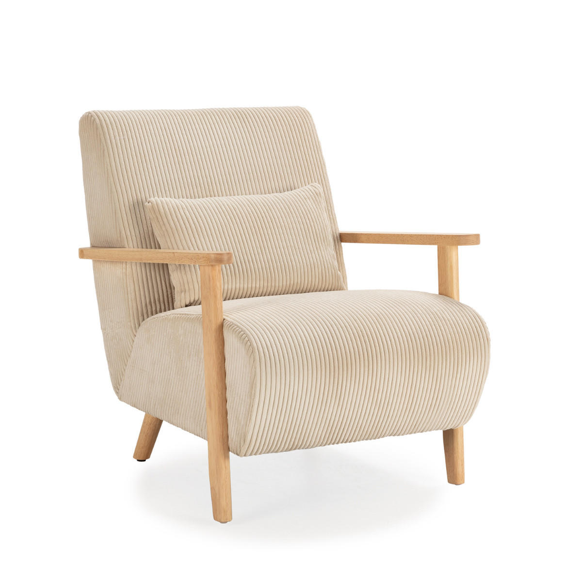 SESSEL aus Stoff mit Holzbeinen L70 cm - BONNIE - Beige, Textil (83/84/70cm) - Calicosy