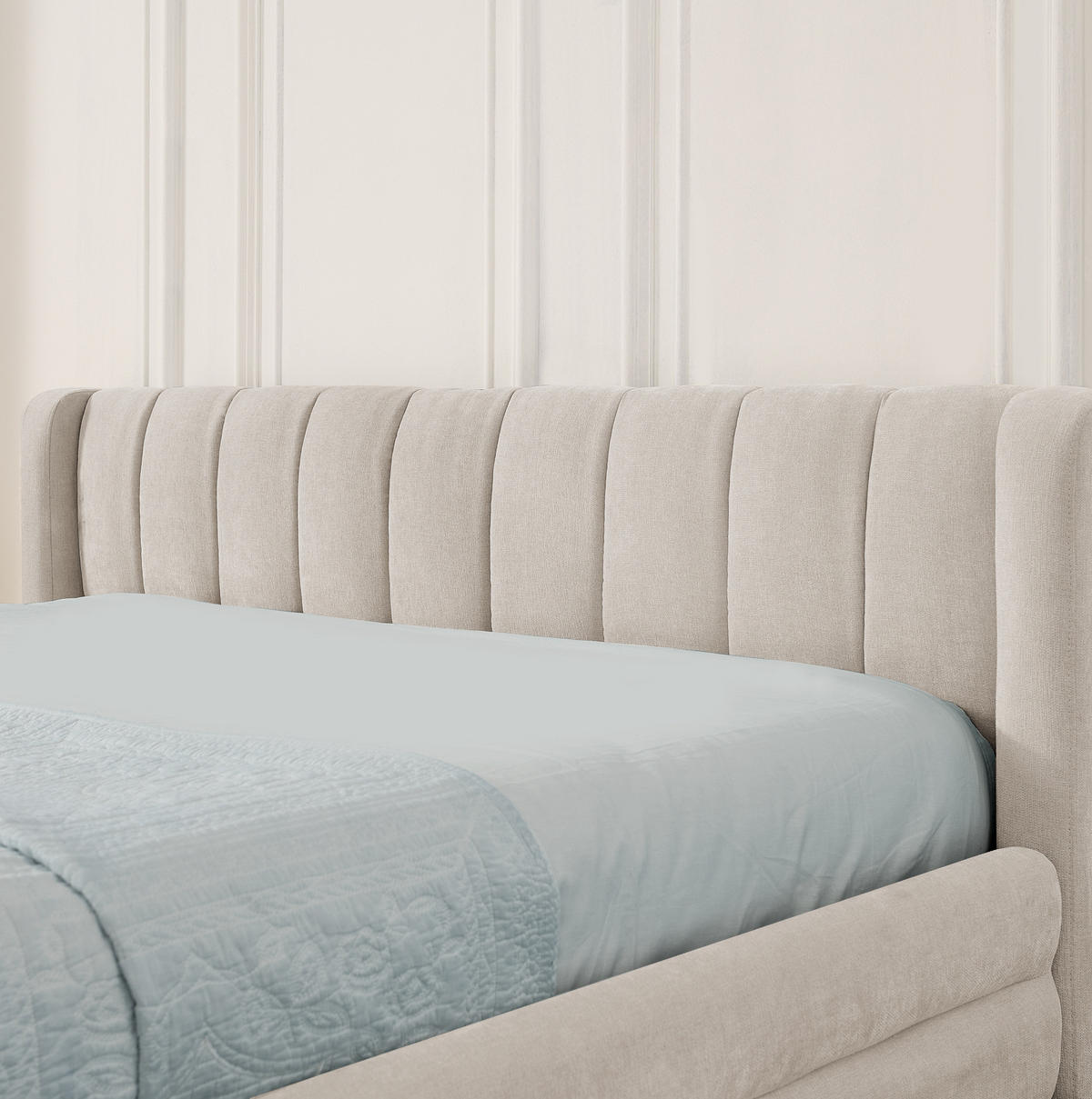 ČALOUNĚNÁ postel 140/200 cm se 4 zásuvkami, USB a USB-C portem a ergonomickým čelem, Béžová - béžová, textil (140/200cm) - Redom