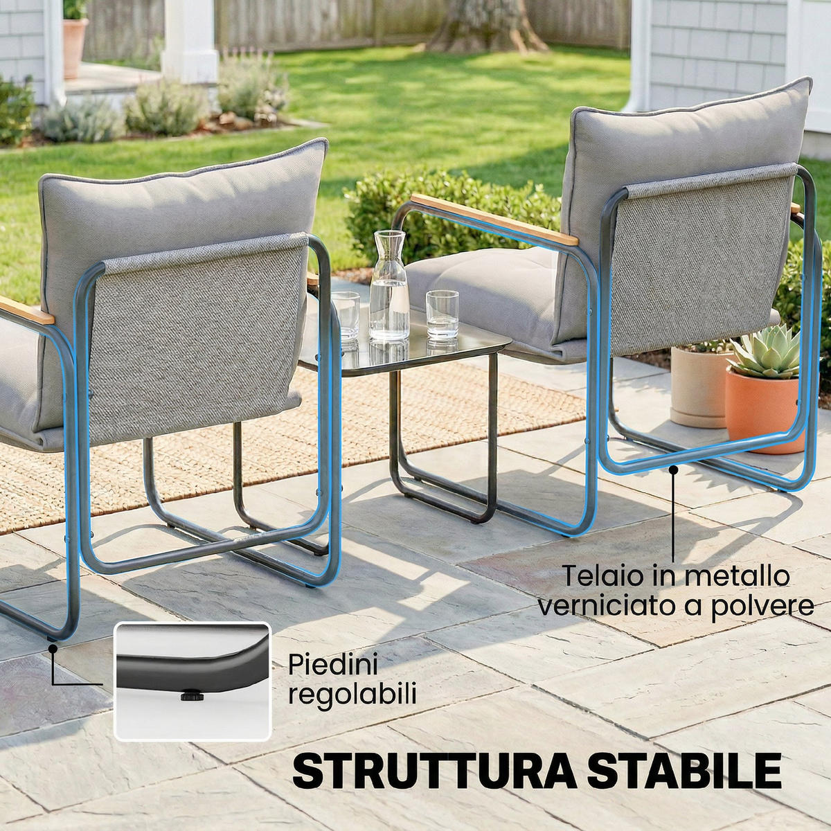GARTEN-BEISTELLTISCHSET Dunkelgrau 3 Stück - Dunkelgrau, Metall (73/59/72cm) - GiPP