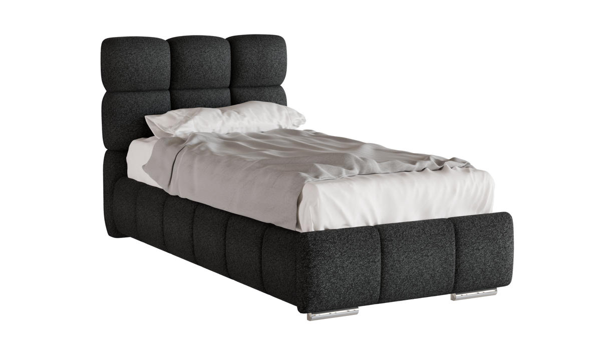 POLSTERBETT Bliss 90 x 200 cm mit Bettkasten und Lattenrost Taschenfederkernmatratze KOKOS H3 / H4 - schwarz - Schwarz, Holz (90/206cm) - Panda Möbel