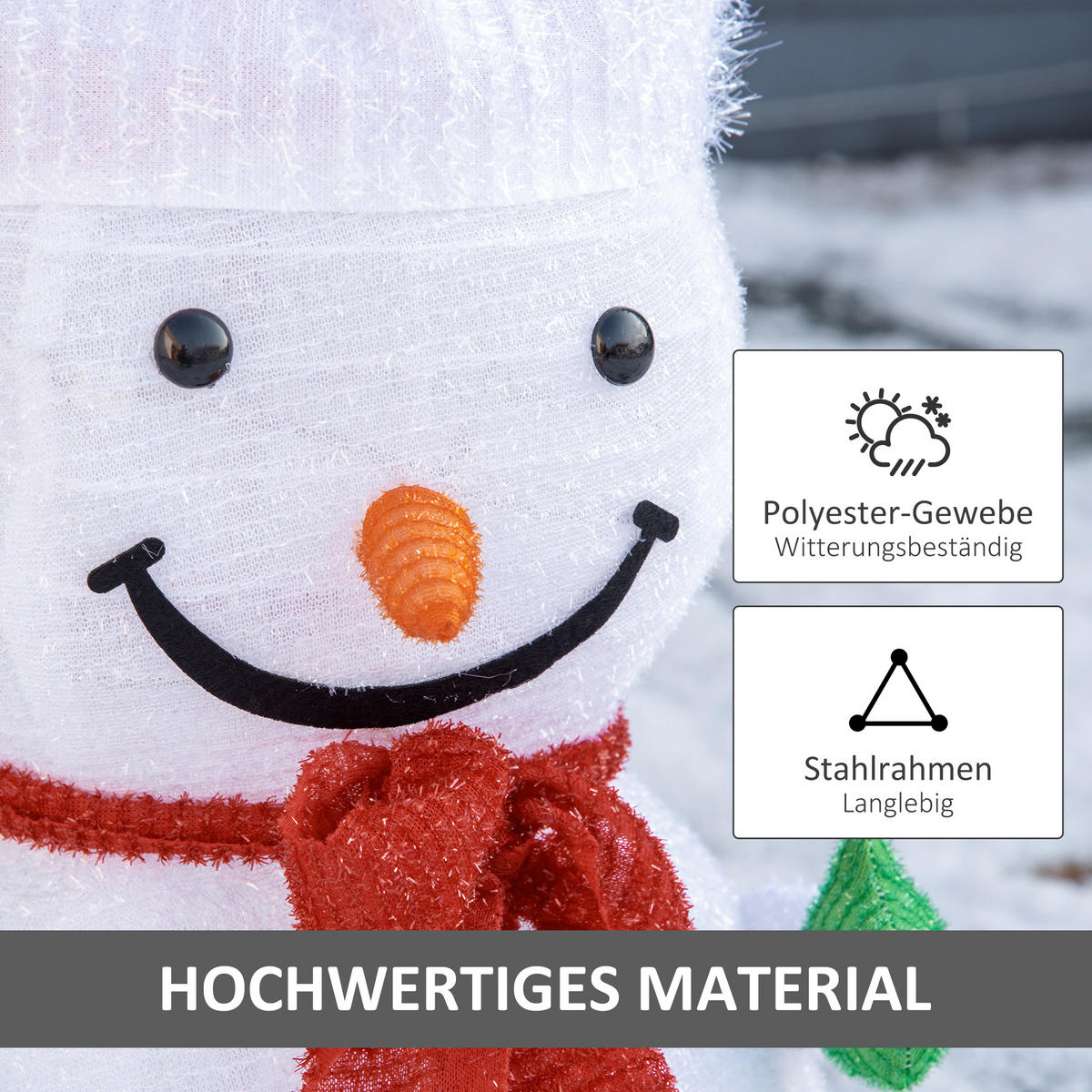 WEIHNACHTSDEKORATION mit LED-Lichter, faltbar , Polyester, Grün+Rot+Weiß - Rot/Weiß, Kunststoff (30/51/30cm) - Outsunny