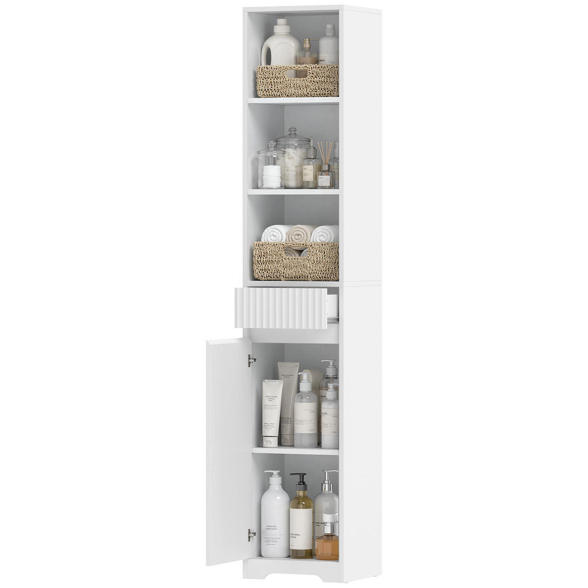 HOCHSCHRANK Weiß 33/30/172 cm - Weiß, Holzwerkstoff (33/172/30cm) - PANGIVO