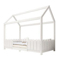 HAUSBETT 90/200 cm Weiß aus Massivholz mit Rausfallschutz und Lattenrost - Weiß, Holz (90/200cm) - Flora Grace