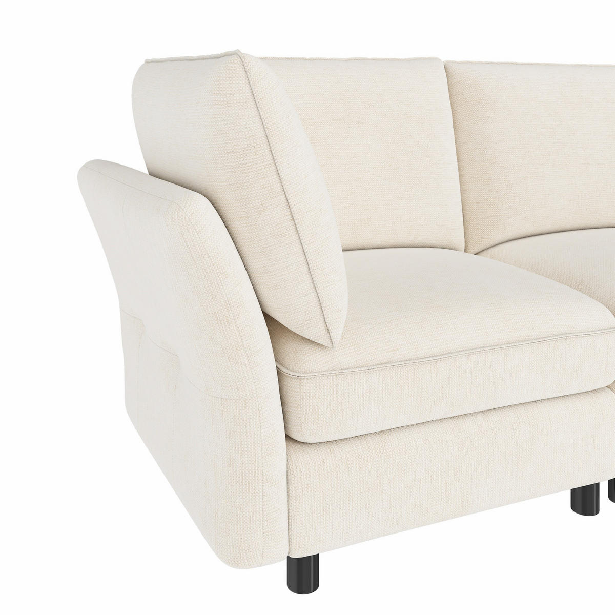 KUTNA SOFA s 4 sjedala u bež boji s tabureom sa spremnikom, od šenila - bež/crna, drvni materijal/tekstil (225/137cm) - CHICFURN