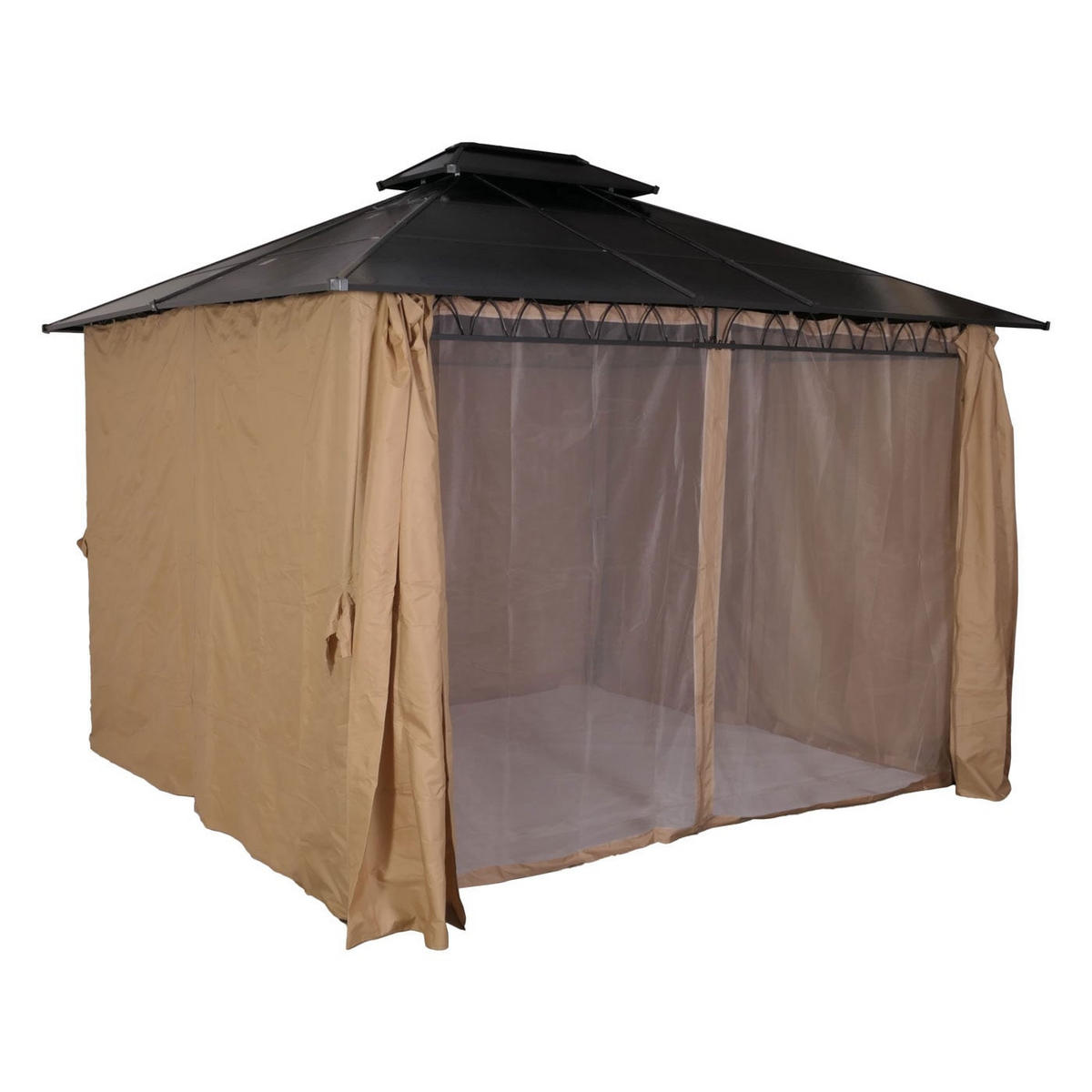 PERGOLA Hardtop 290x360x300cm Seitenwand/Moskitonetz Creme - Creme, Metall (360/290/300cm) - BERLINLODGE