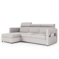 ECKSOFA mit Schlaffunktion und Bettkasten, Beige - Beige, Holzwerkstoff/Textil (220/140cm) - Idohome