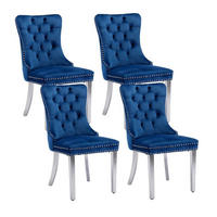 ESSZIMMERSTÜHLE 4er Set Samt Blau mit Edelstahlbeinen - Blau, Textil (50/95.2/62cm)
