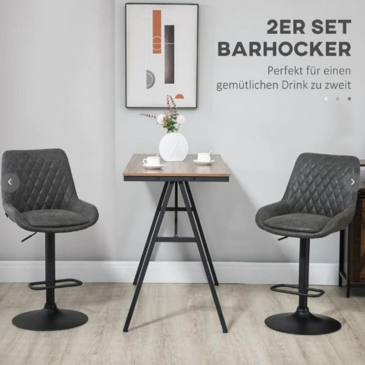 BARHOCKER höhenverstellbar 2er-Set Dark Gray - Dunkelgrau, Metall (59/117/51cm) - Meubliv