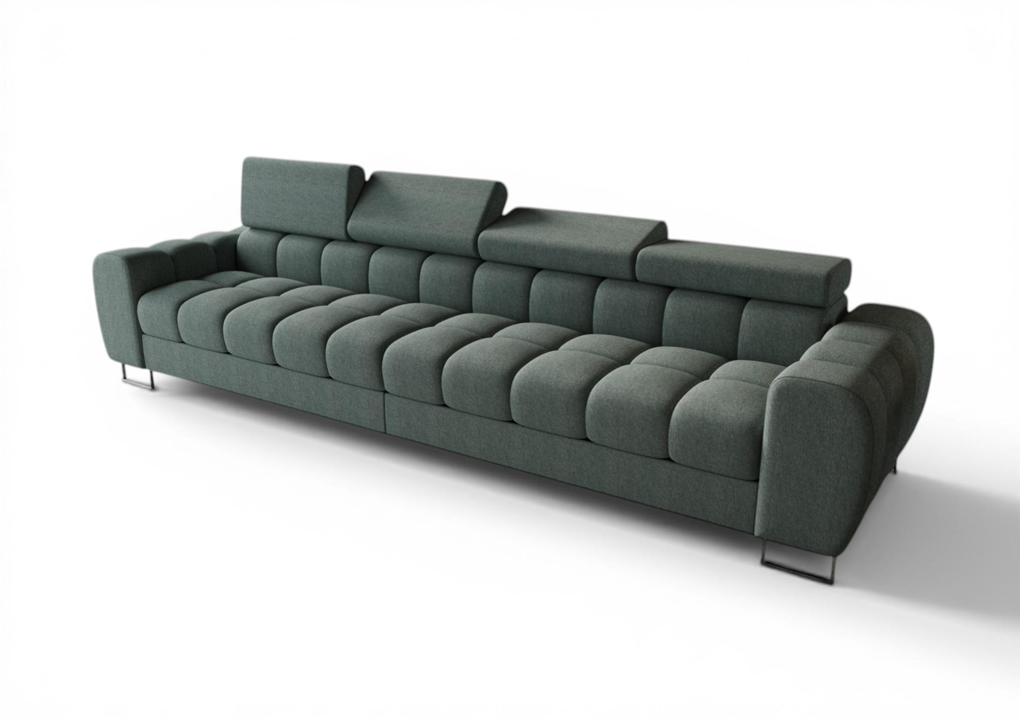 SOFA 4-sitzer Bastien In Stoff Gemma - Blau, Holzwerkstoff/Textil (335/95/97cm) - Fun Möbel