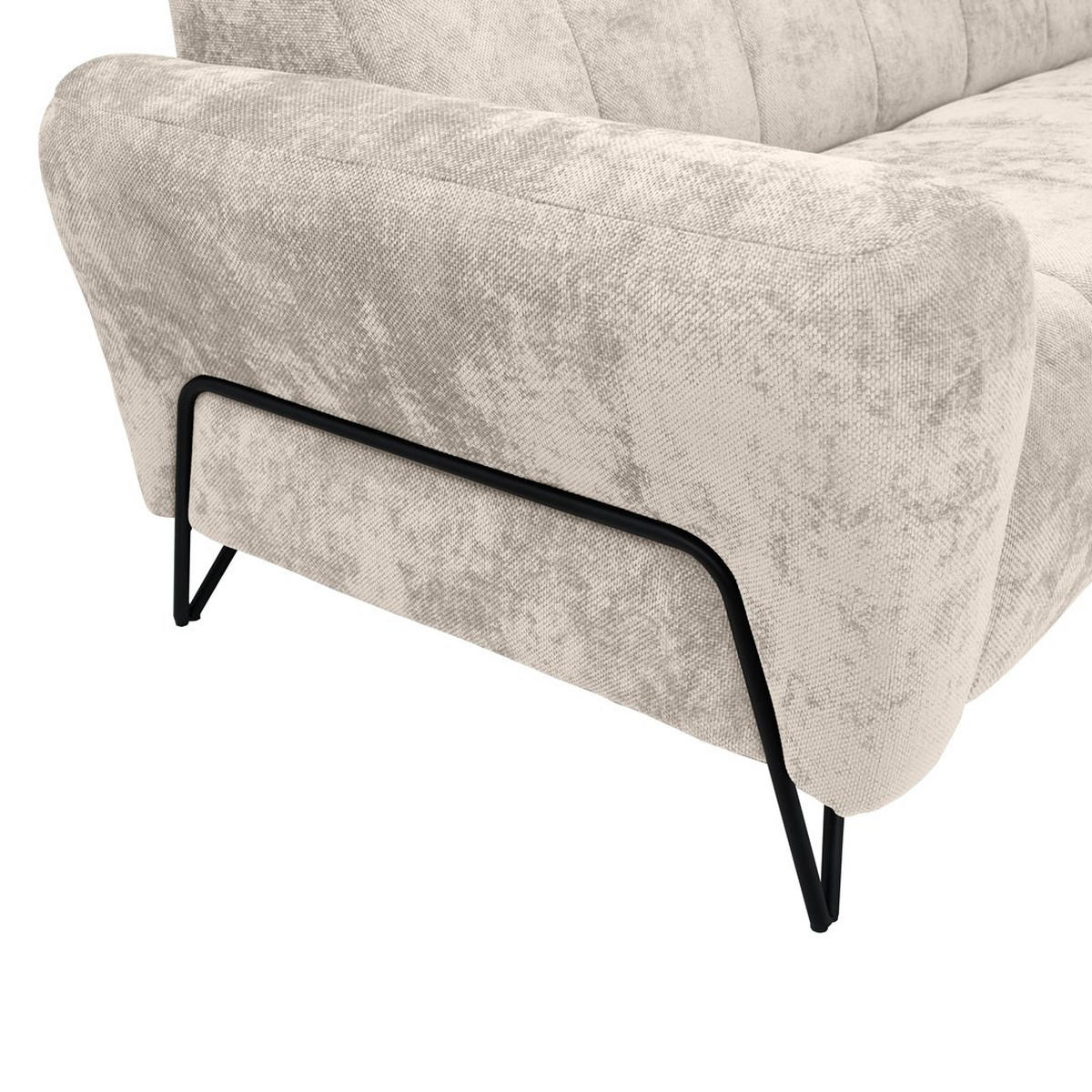 3-SITZER SOFA Volare mit Metallbeinen beige - Beige/Schwarz, Textil/Metall (220/83/98cm) - Beautysofa